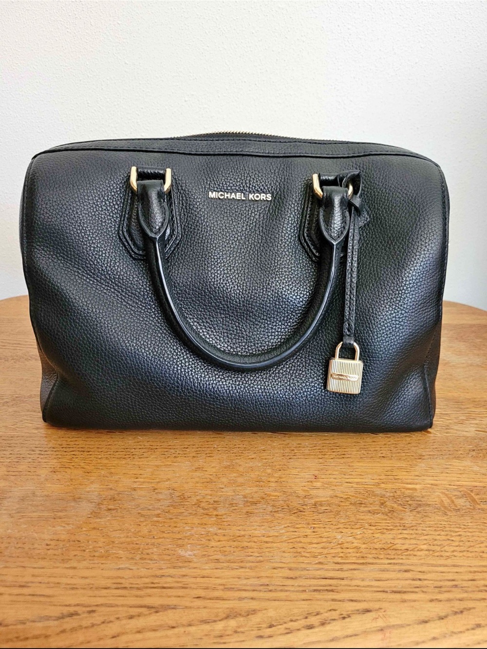 Michael Kors Black Pebbled Medium Leather Satchel
